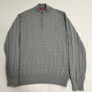 Izod mens XL gray 1/4 zip cable knit sweater